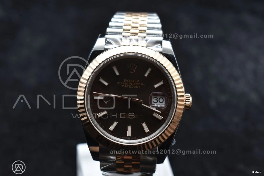 DateJust on Brown VR3235 SS Jubilee Bracelet 126333 Steel Stick Best Dial RG Edition 41 Clean 904L 1:1 0304